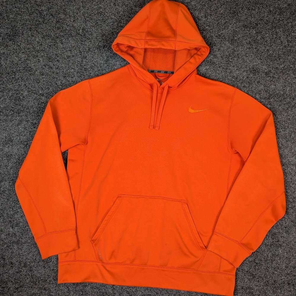 Nike Therma-FIT Athleticwear Pullover Hoodie Orange Mens Large Sweatshirt